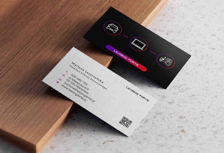 projekt wizytówki dwustronnej leasing dla-firm